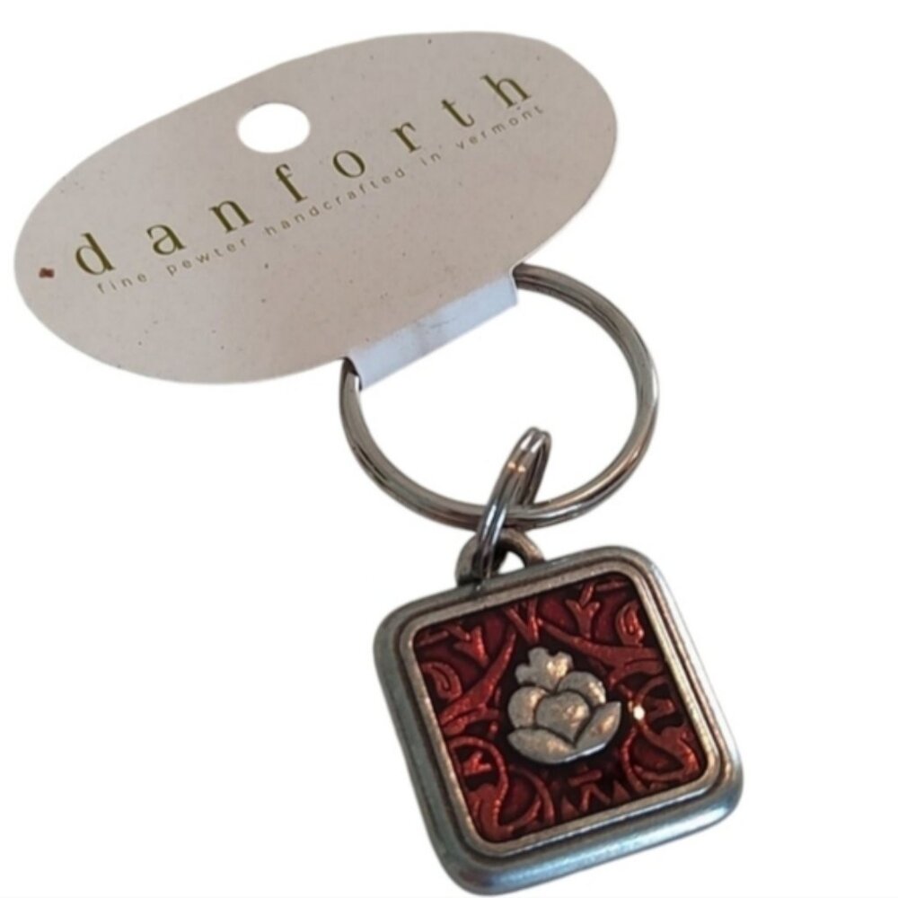 New! Danforth Pewter Keychain Handmade Vermont CO Unique Design Vintage?